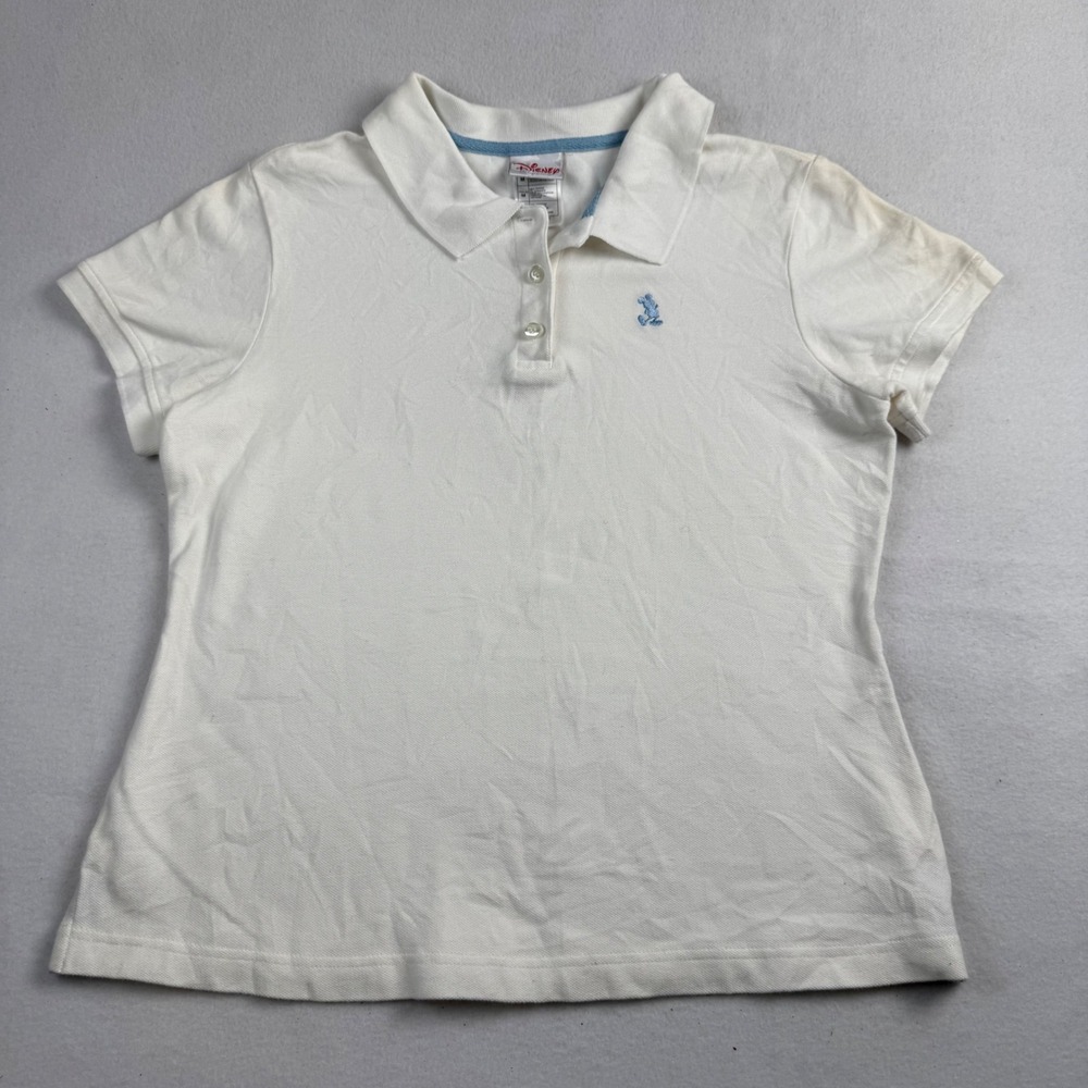 Disney Shopping Womens White Mickey Mouse Embroidered Polo‎ Shirt Size M 58060